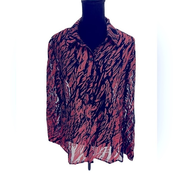 Erin London Long Sleeve Rayon Blend Blouse Size Medium - Picture 1 of 8